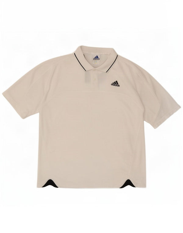 Polo Adidas da uomo UK 44/46 grande poliestere bianco