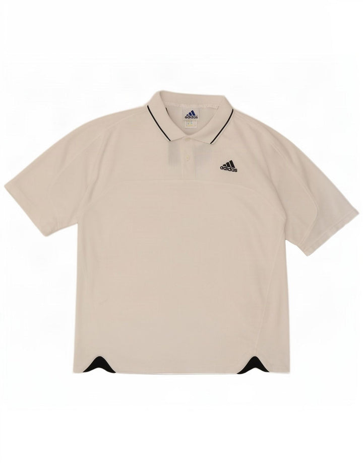 Polo Adidas da uomo UK 44/46 grande poliestere bianco