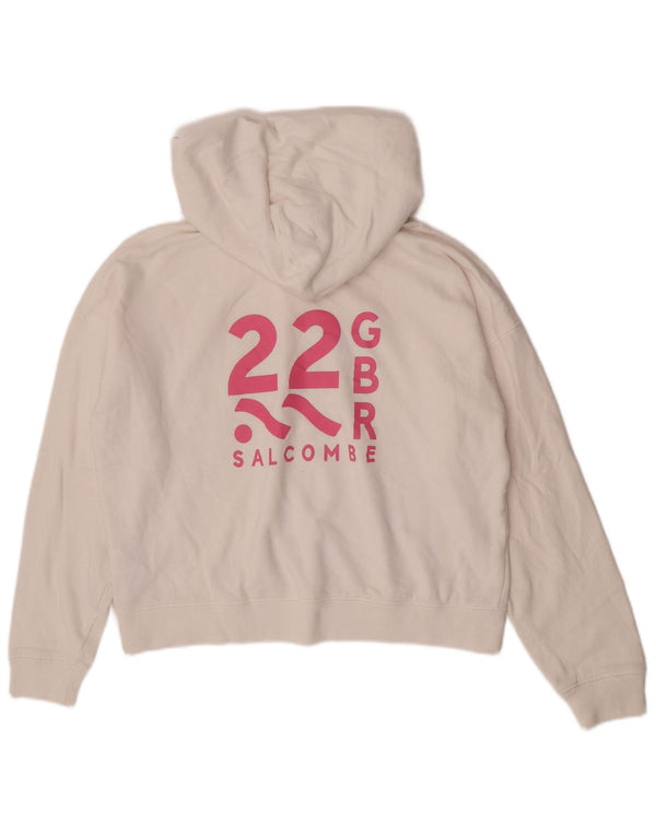 Maglione con cappuccio oversize grafico da donna Jack Wills UK 10 piccolo cotone bianco