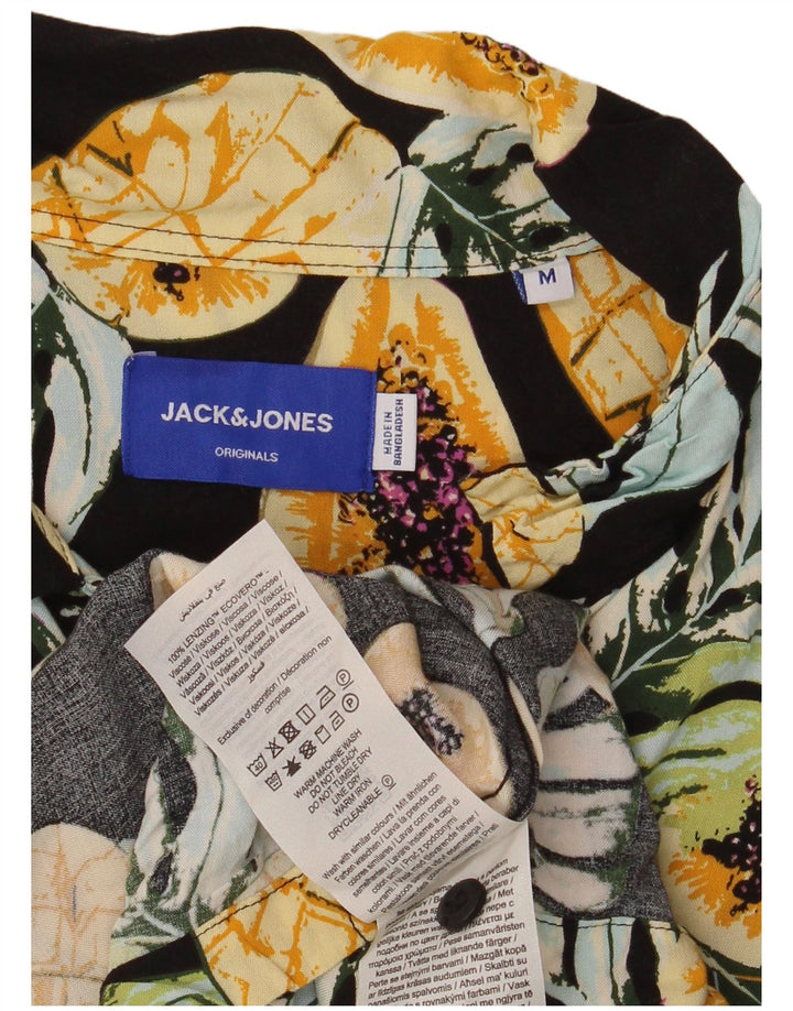 Camicia a maniche corte da uomo Jack & Jones in viscosa floreale nera media