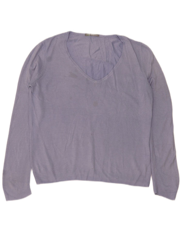 Maglione maglione con scollo a V da donna Marks & Spencer UK 16 grande viola