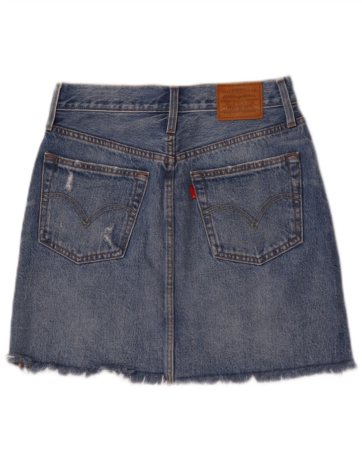 Gonna Levi's da donna in denim invecchiato W27 piccolo cotone blu