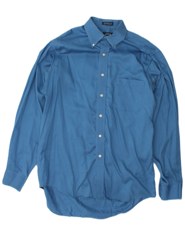 IZOD Mens Shirt Size 16 Large Blue Cotton