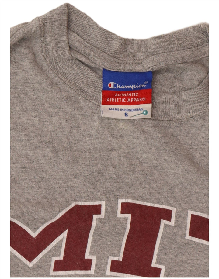 Champion Top grafico da uomo a maniche lunghe in cotone grigio piccolo