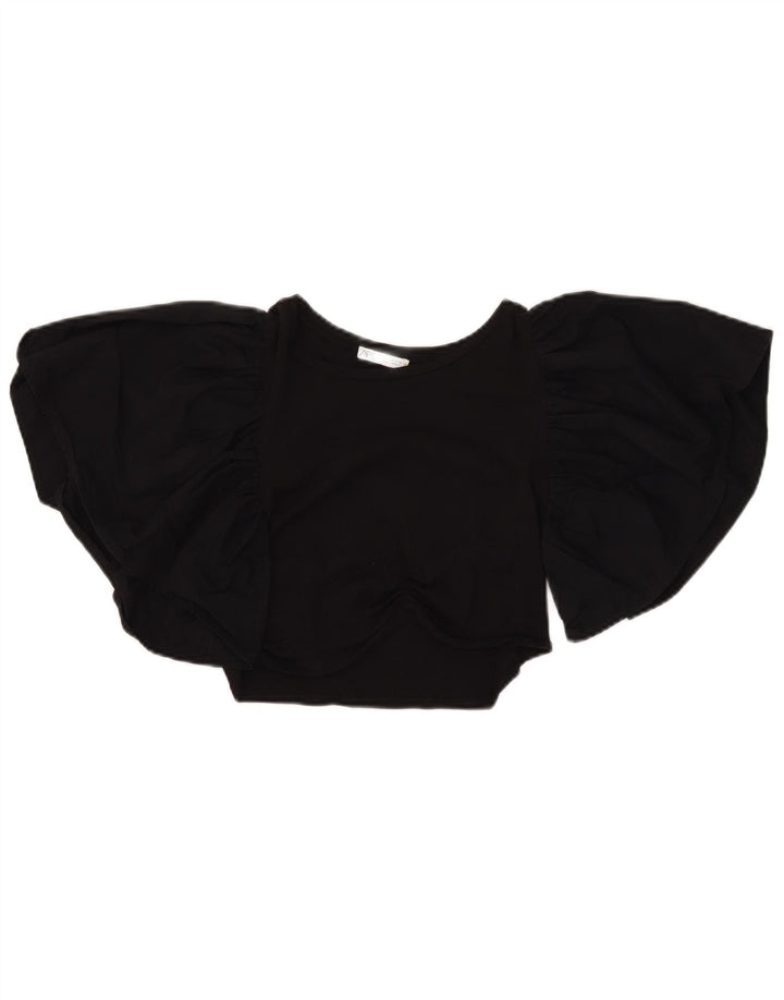 Top corto a pipistrello corto da donna Zara UK 12 medio nero