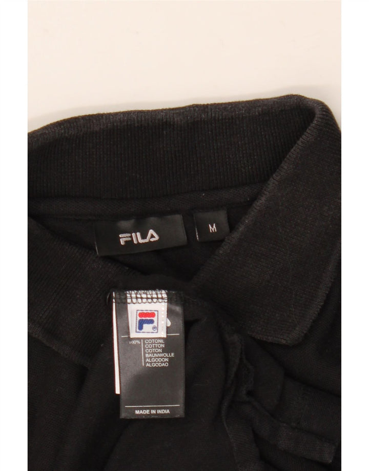 Polo da uomo a maniche lunghe Fila in cotone nero medio