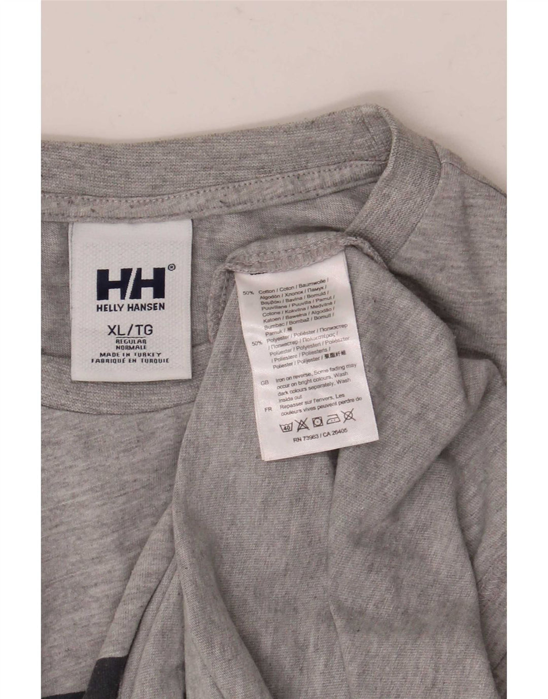 T-shirt grafica da uomo Helly Hansen Top XL in cotone grigio
