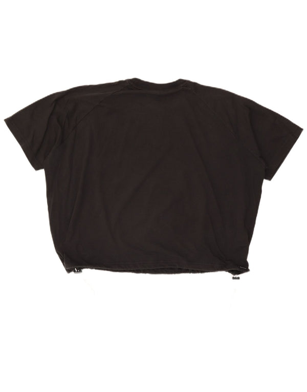 T-shirt grafica oversize corta da donna Adidas Top UK 10 piccola in cotone nero
