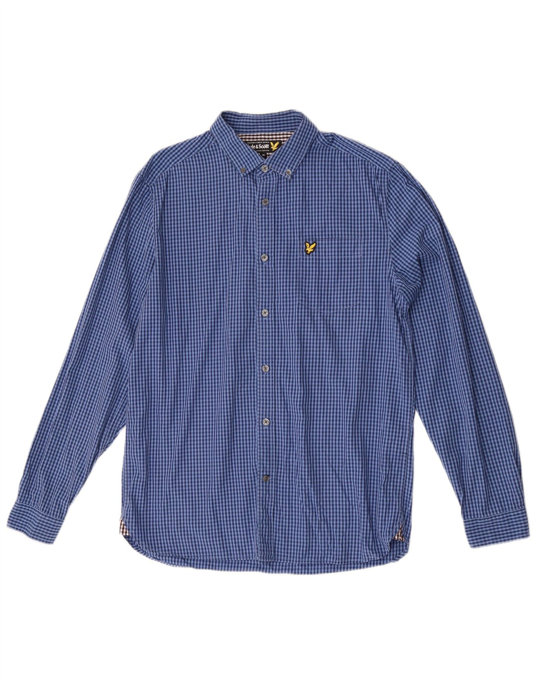 Camicia da uomo Lyle & Scott in cotone a quadretti blu medio