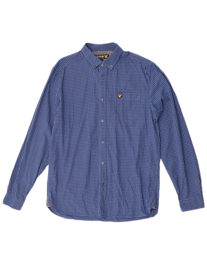 Camicia da uomo Lyle & Scott in cotone a quadretti blu medio