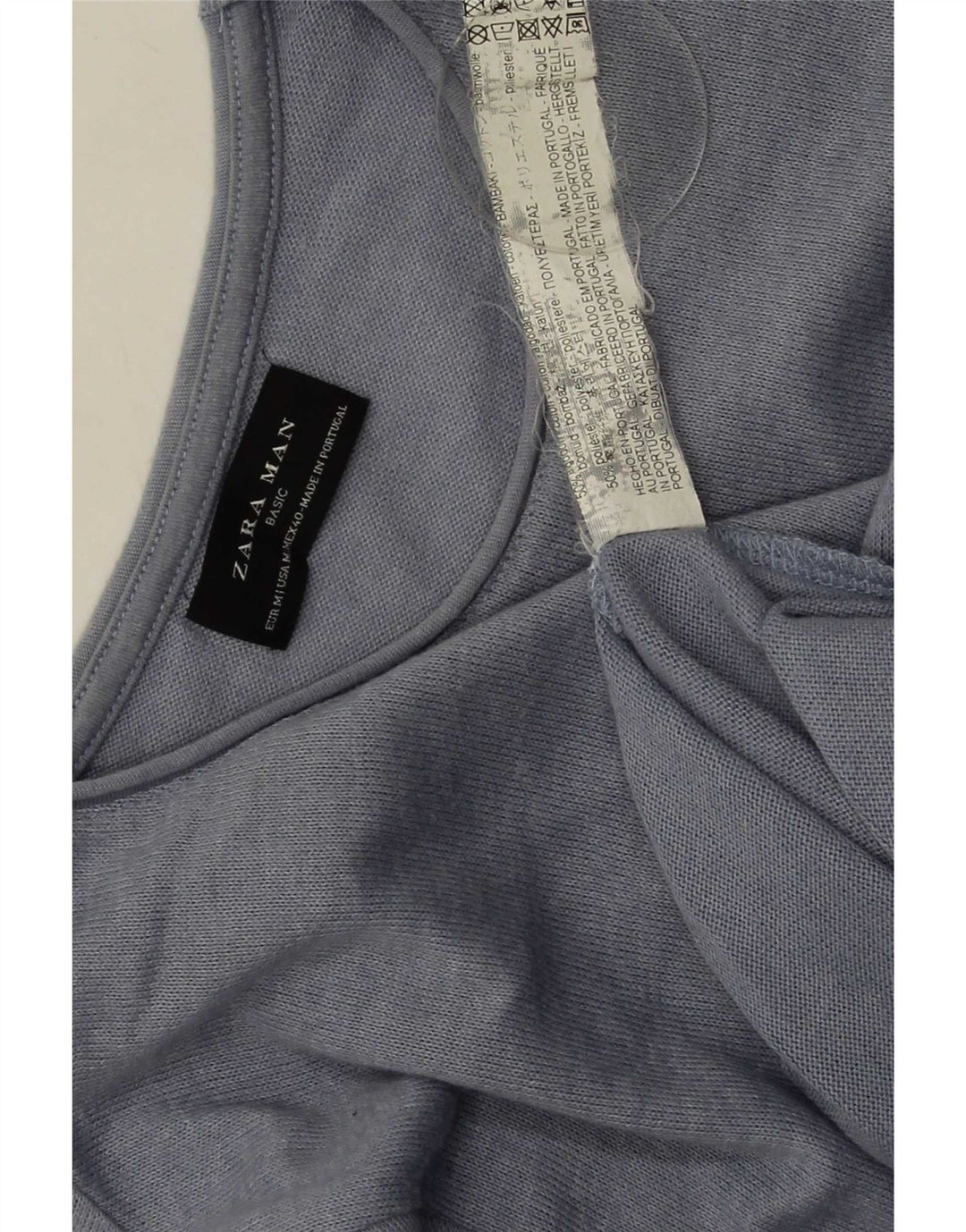 Maglione maglione girocollo da uomo Zara in cotone blu medio