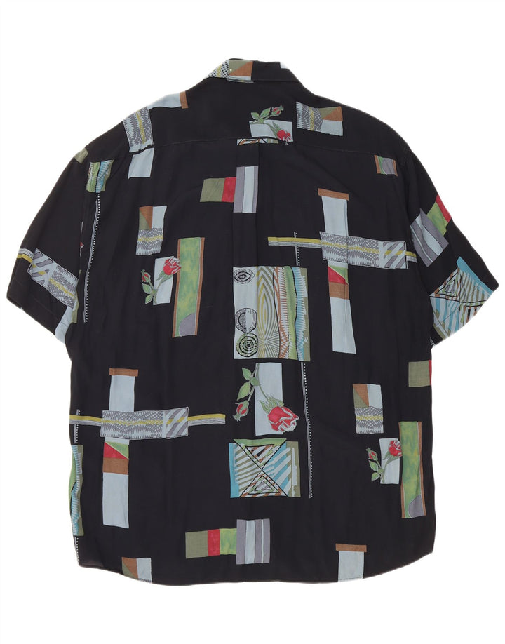 TIPO'S Camicia a maniche corte da uomo 2XL Viscosa patchwork nera