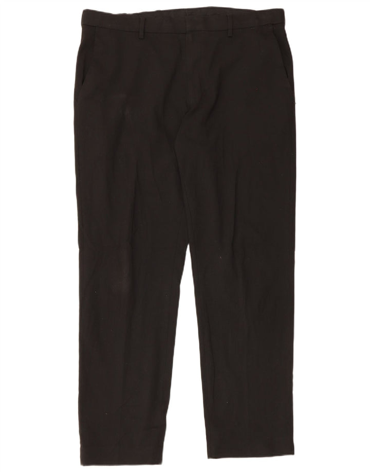 Pantaloni da abito dritti da uomo Marks & Spencer vestibilità regolare W36 L31 neri