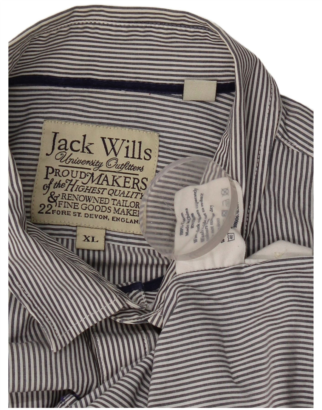 Camicia da uomo Jack Wills XL in cotone gessato blu navy