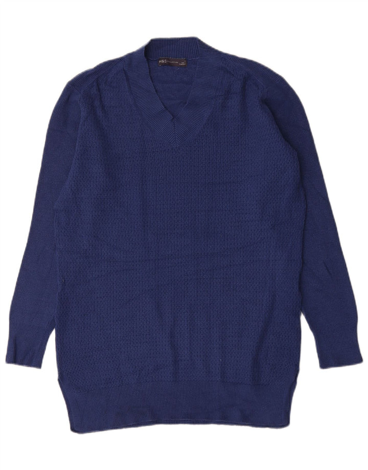 Maglione da uomo con scollo a V Marks & Spencer in viscosa blu medio