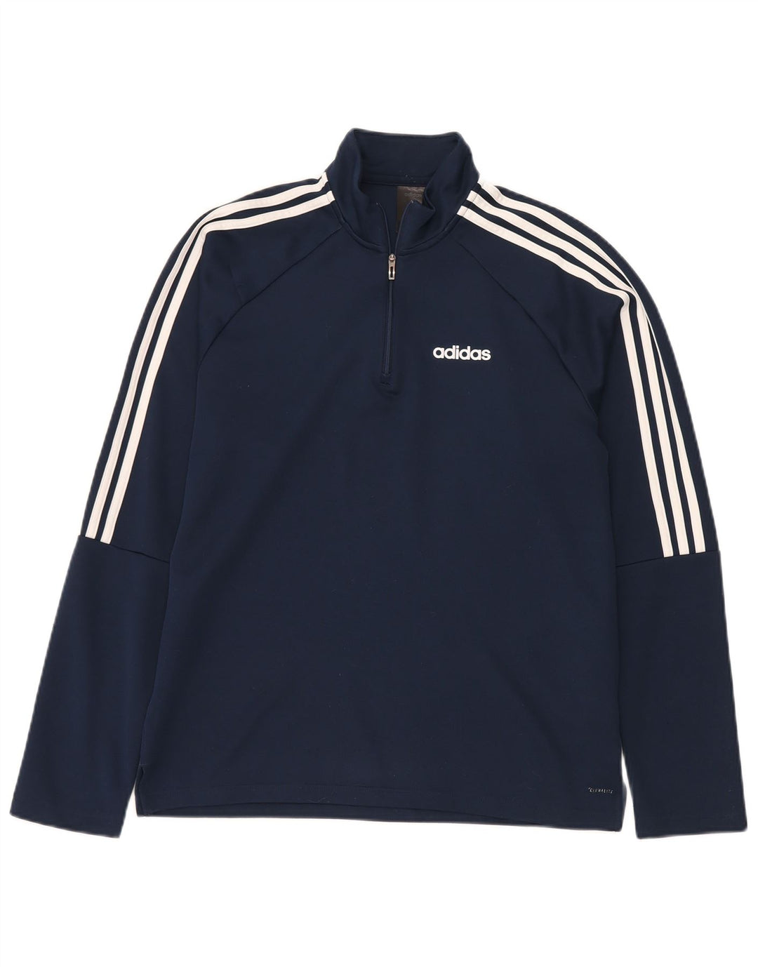 Adidas Uomo Climalite Zip Collo Top Manica Lunga Grande Blu Navy Poliestere