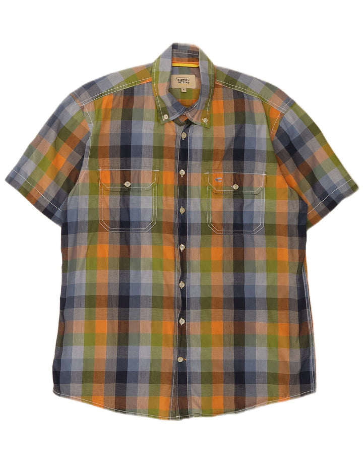 Camicia a maniche corte da uomo Camel Active in cotone a quadri multicolore medio