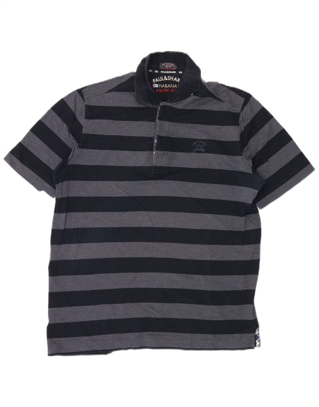 PAUL & SHARK Polo da yachting da uomo in cotone a righe medie blu navy