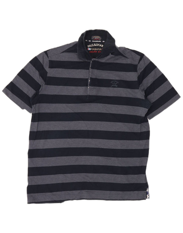 PAUL & SHARK Polo da yachting da uomo in cotone a righe medie blu navy