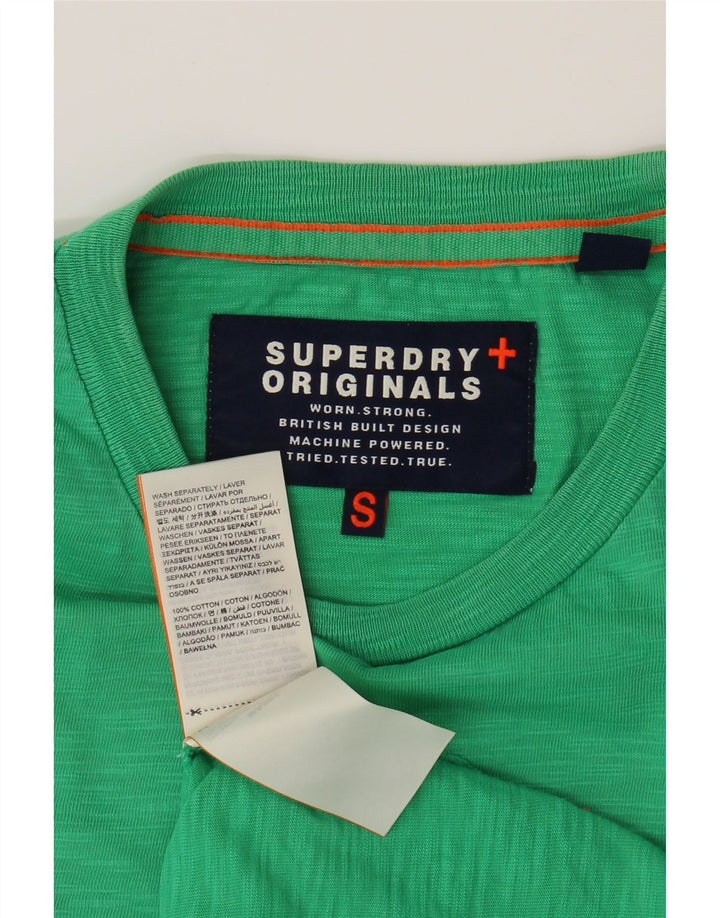 SUPERDRY Mens T-Shirt Top Small Green Cotton