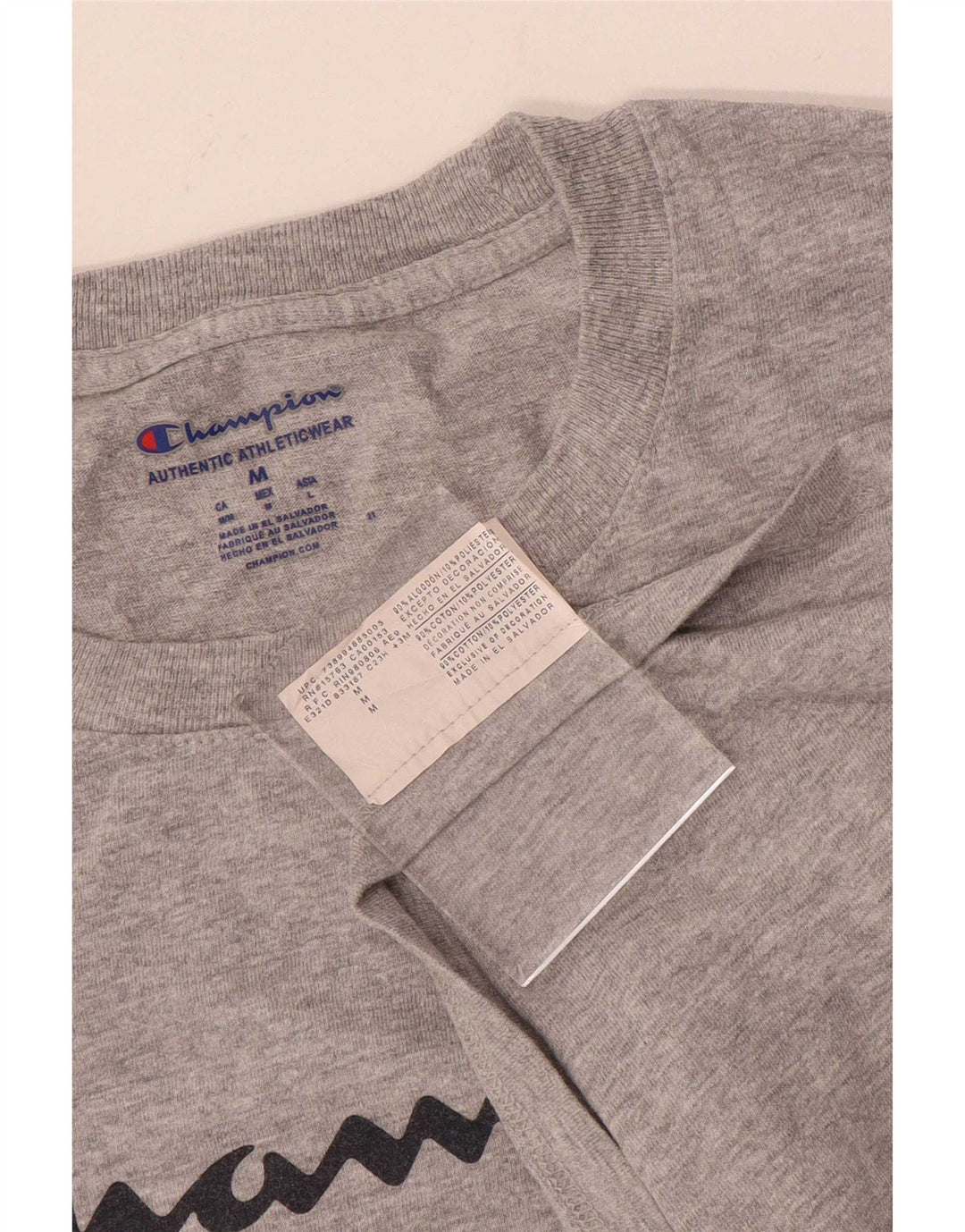 T-shirt grafica da uomo Champion Top in cotone grigio medio