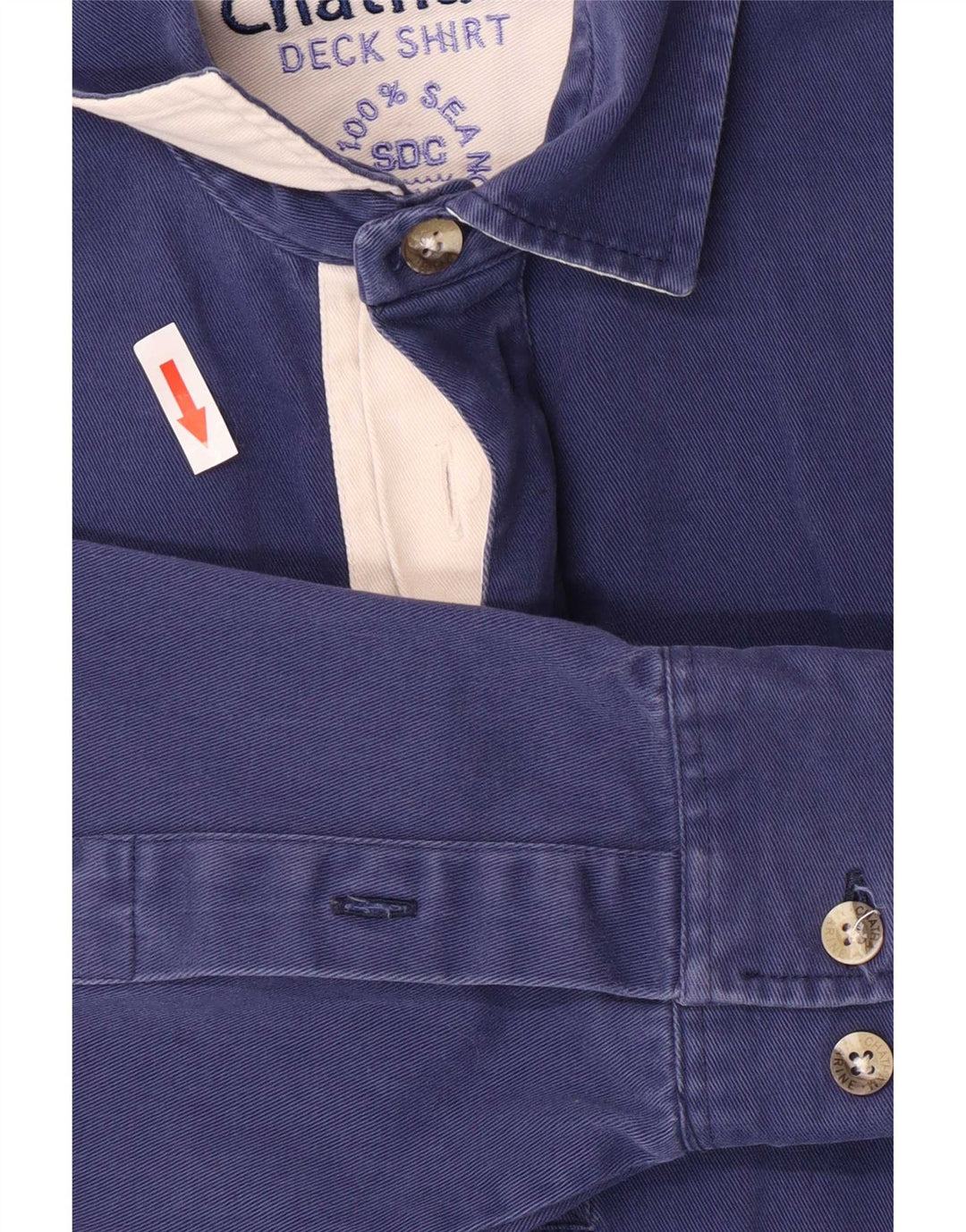Camicia pullover da uomo Chatham Yachting in cotone a righe medie blu navy