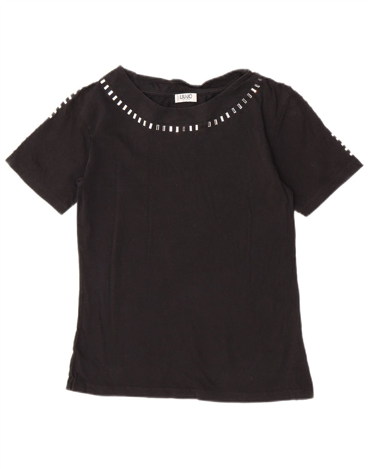 T-shirt da donna Liu Jo Top UK 10 piccola in cotone nero