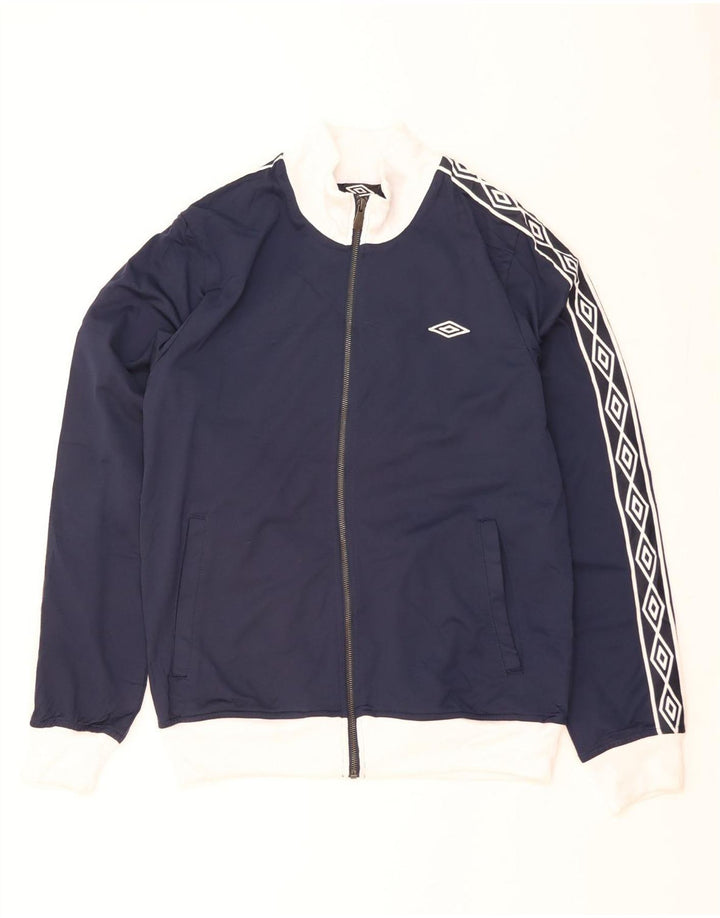 Giacca da ginnastica grafica da uomo UMBRO a blocchi di colore blu navy medio