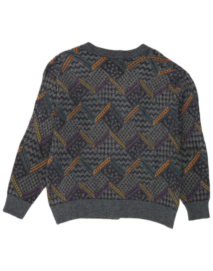 Maglione cardigan da uomo Breidhof patchwork blu medio