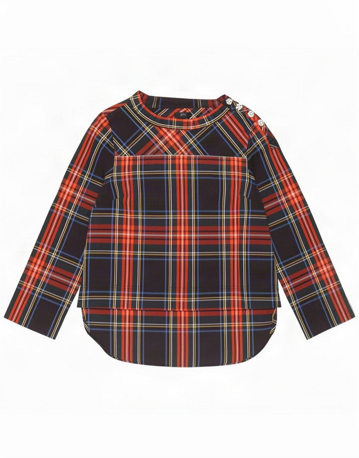 J. Crew Camicetta a maniche lunghe da donna Top US 8 Plaid multicolore medio