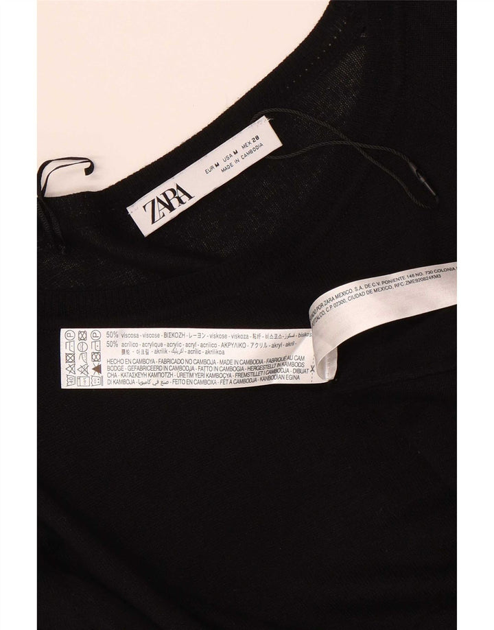 Maglione Zara da donna con scollo a barca UK 14 viscosa nera media
