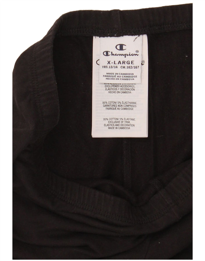 CHAMPION Girls Leggings 13-14 Years Black Cotton