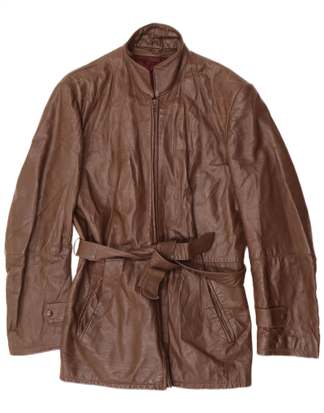 Giacca in pelle vintage da donna IT 50 XL Marrone
