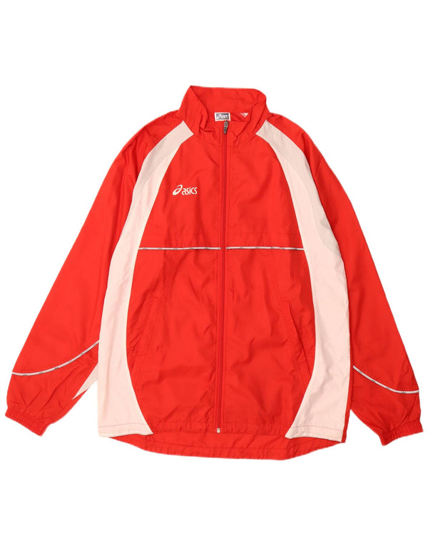 Giacca antipioggia ASICS da uomo UK 42 XL Poliestere color block rosso