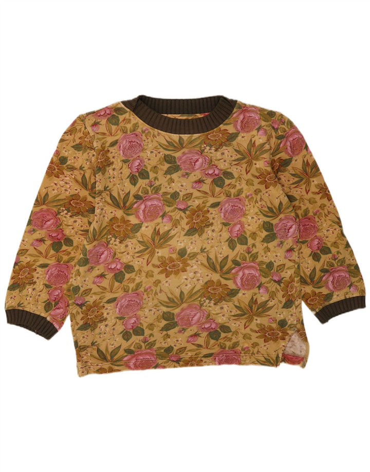 Felpa da donna vintage IT 44 Cotone floreale giallo medio