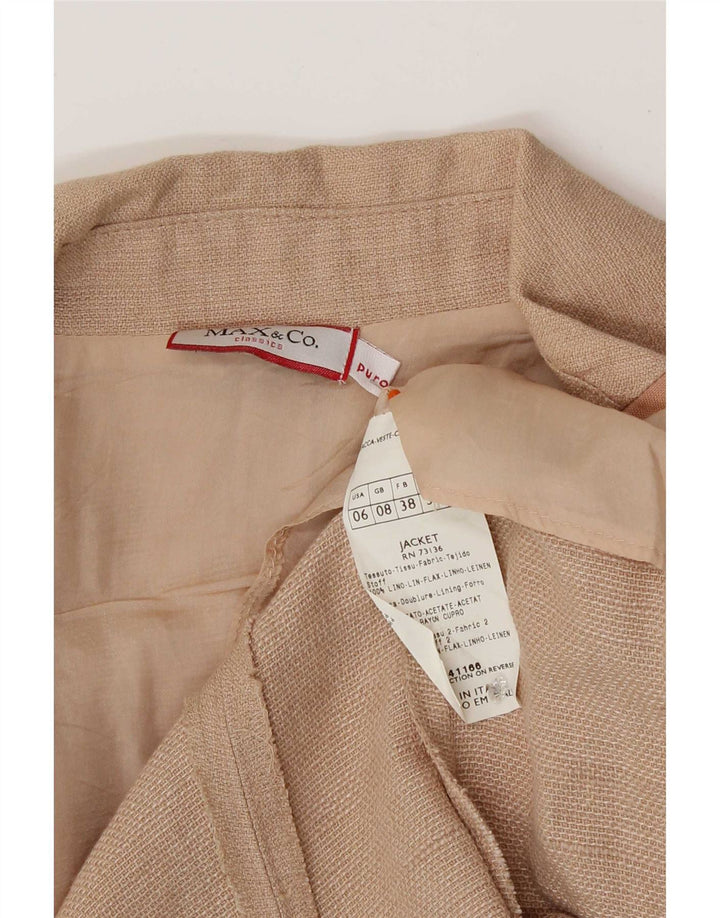 Max & Co. Giacca blazer a 3 bottoni da donna UK 8 piccola in lino rosa