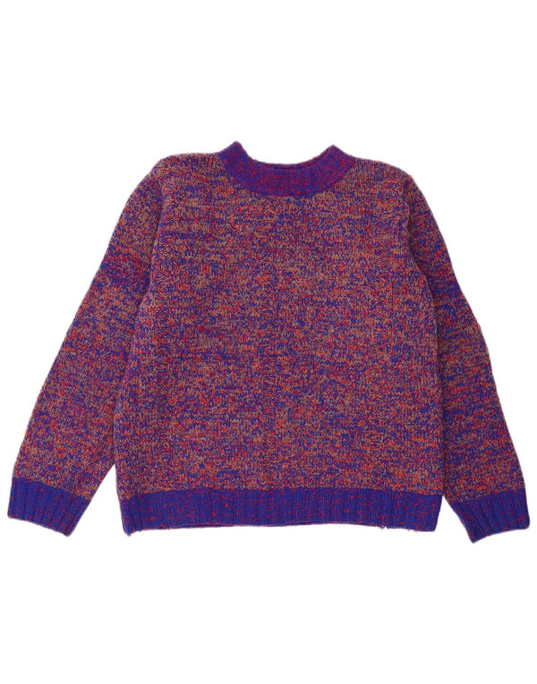 Maglione maglione vintage da donna con collo dolcevita UK 16 grande blu screziato