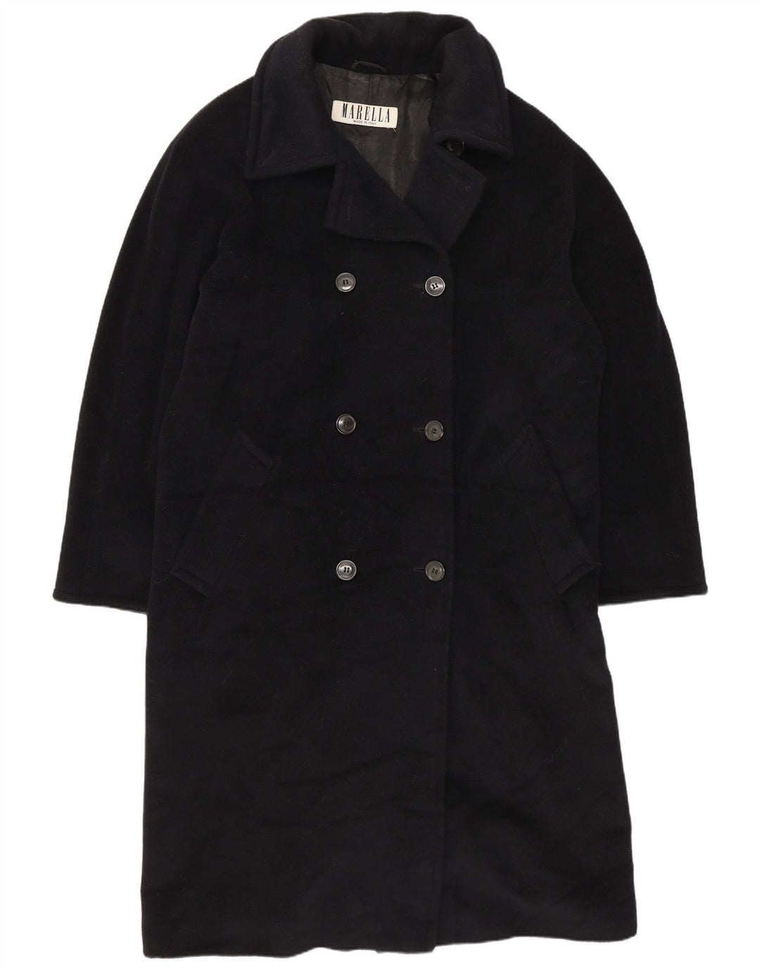 Cappotto doppiopetto da donna Marella UK 12 Lana nera media