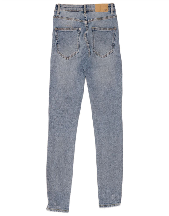 ZARA Womens Distressed Skinny Jeans EU 34 2XS W24 L27 Blue
