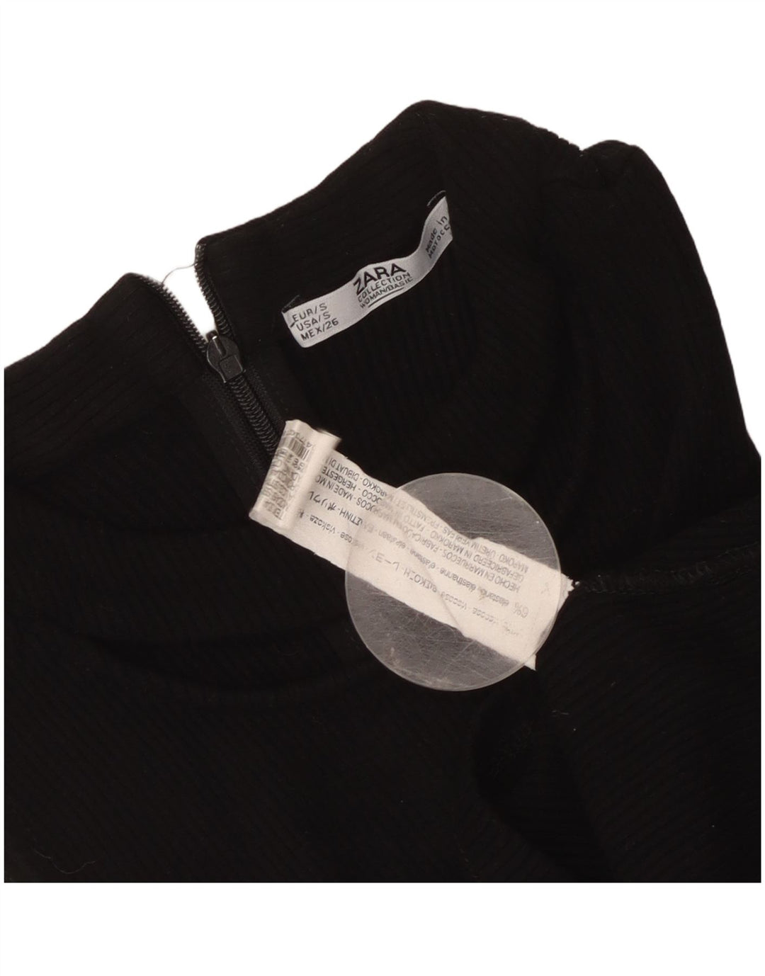 Top corto senza maniche da donna Zara UK 8 Small in viscosa nera