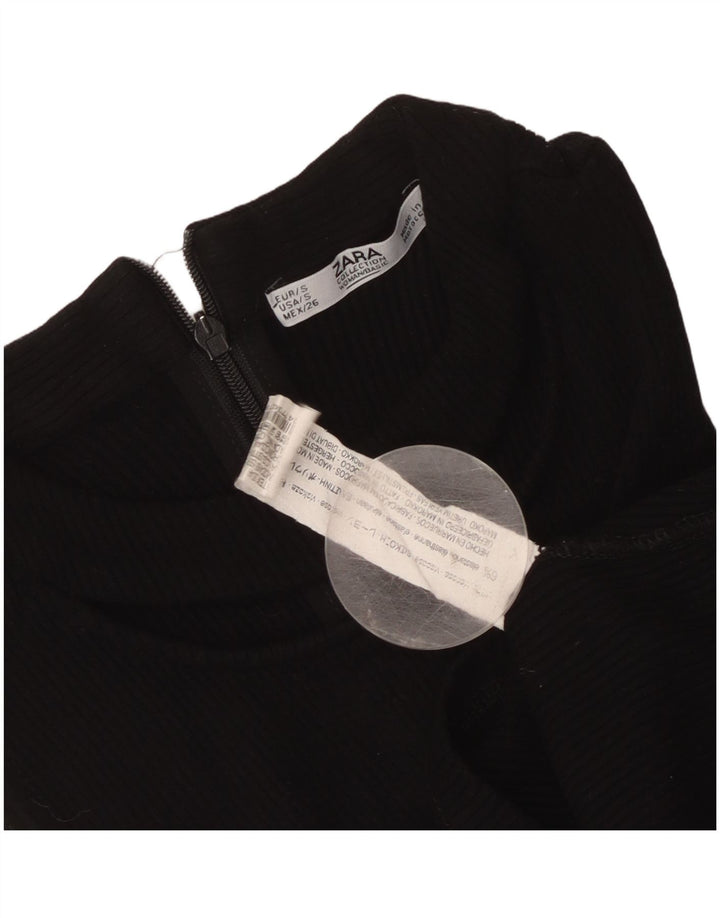 Top corto senza maniche da donna Zara UK 8 Small in viscosa nera