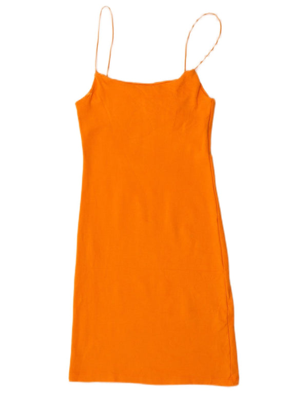 Abito sottoveste da donna Zara UK 12 cotone arancione medio