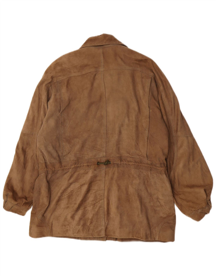 Giacca vintage in pelle scamosciata da donna EU 42 grande marrone