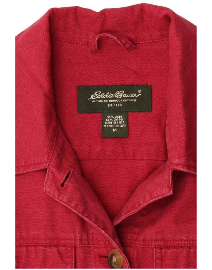 Giacca bomber da donna Eddie Bauer UK 14 Lino rosso medio