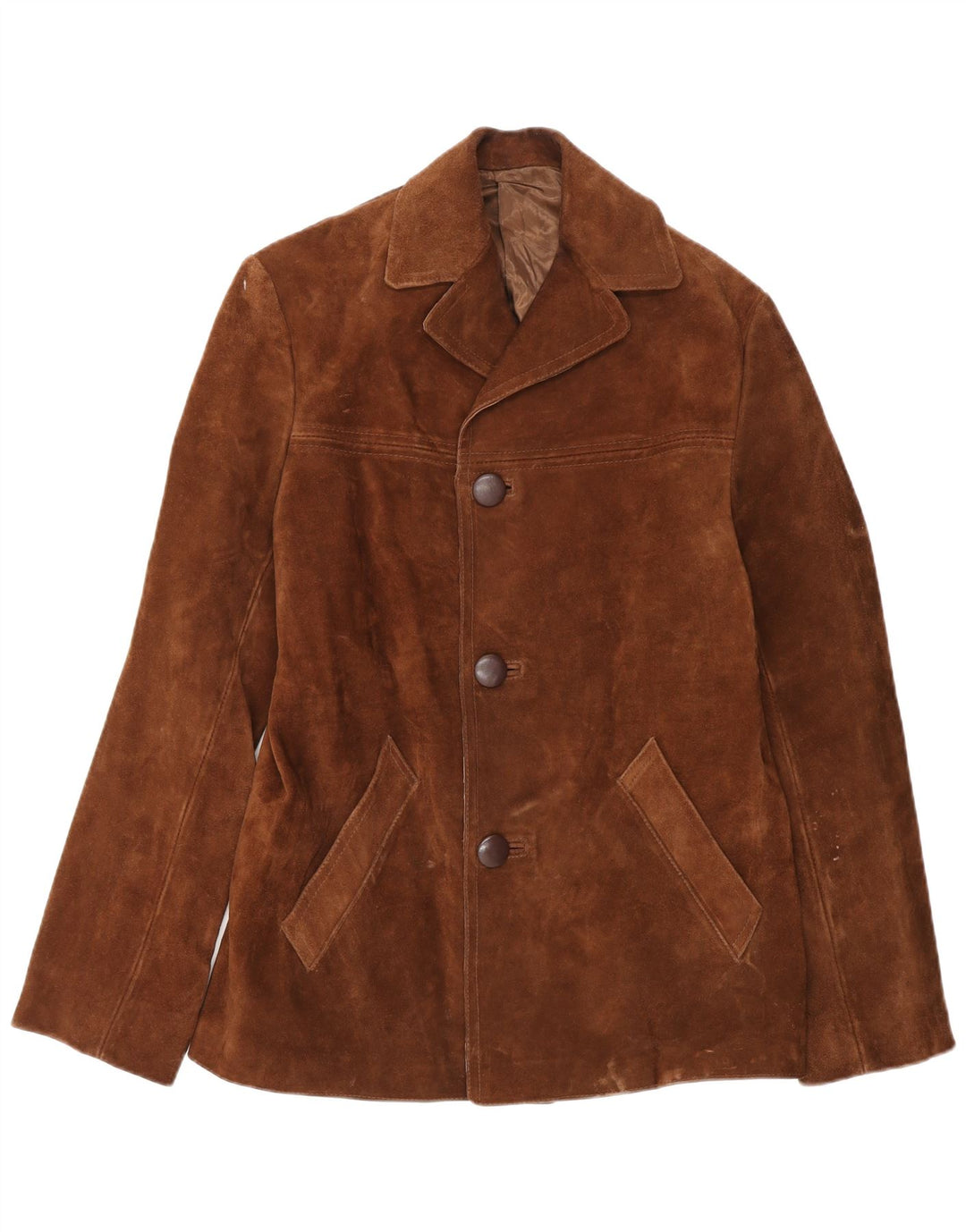 Giacca vintage in pelle scamosciata da uomo UK 36 piccola marrone