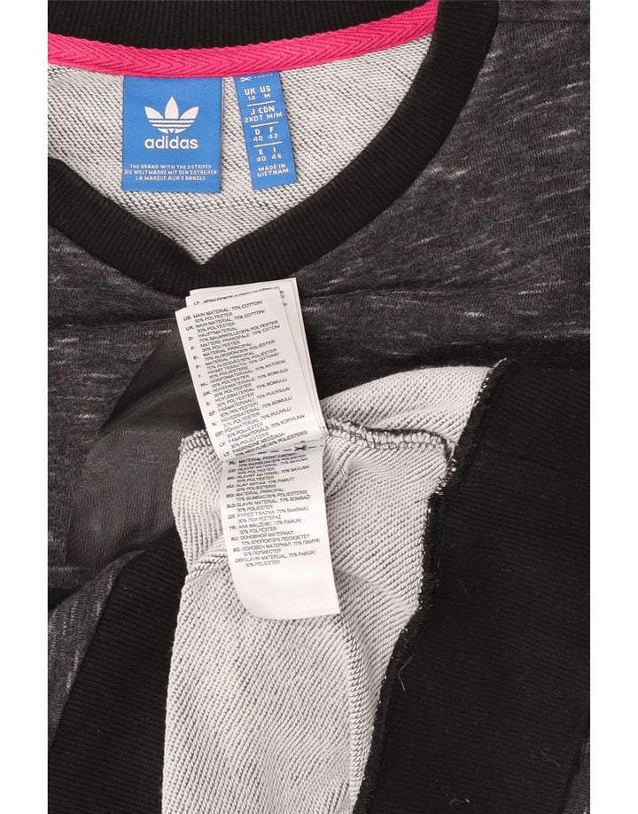 Felpa grafica da donna Adidas Jumper UK 14 Cotone chiazzato grigio medio