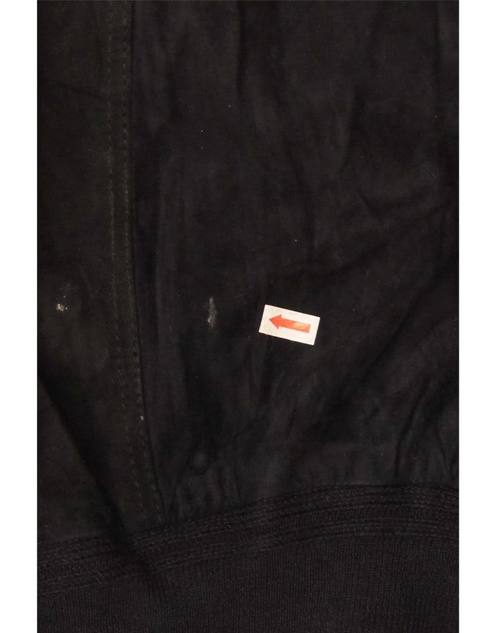 Giubbotto bomber in pelle scamosciata vintage da uomo UK 36 piccolo in pelle nera