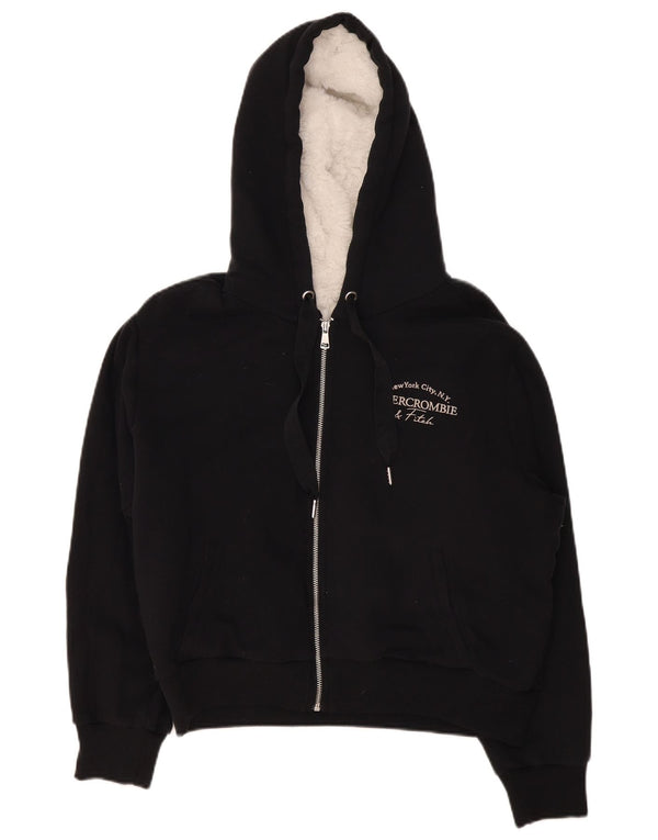 Maglione con cappuccio grafico da donna Abercrombie & Fitch UK 16 grande nero