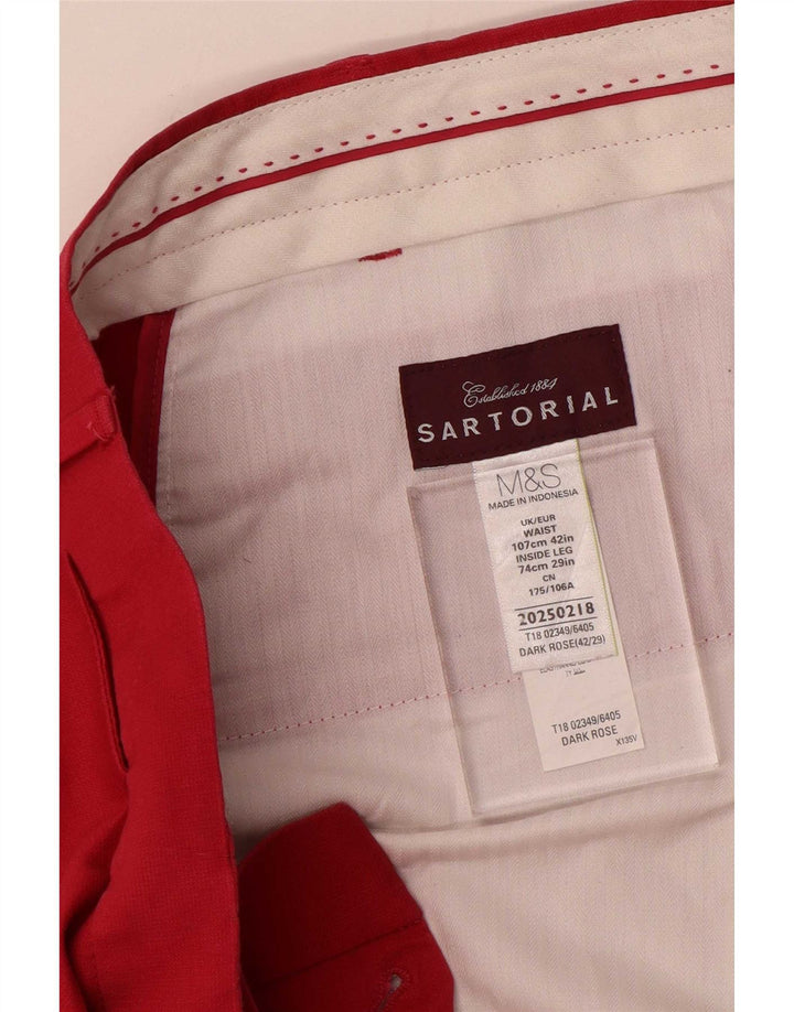 Pantaloni da abito dritti da donna Marks & Spencer W42 L29 cotone rosso