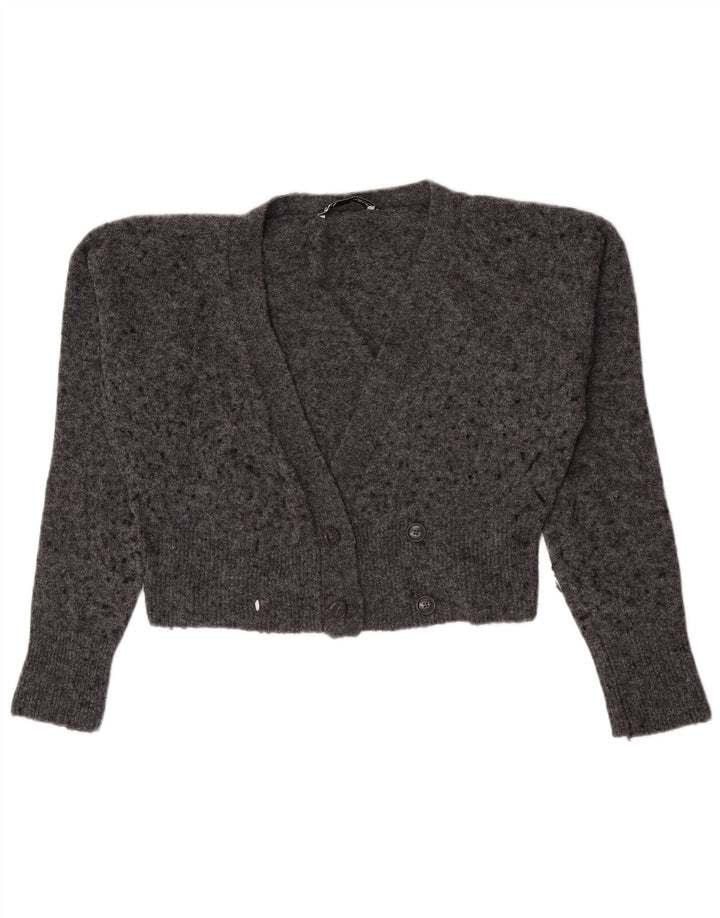 Maglione cardigan corto da donna Zara UK 14 Grigio medio screziato